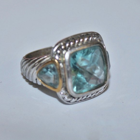 Kay Jewelers Jewelry - 925 Sterling Silver Blue Topaz 2 Tone Albion Designer Ring